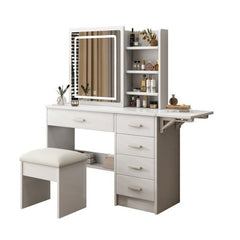 Bellemave® Vanity Mirror with Lights and Table Set with 3 Color Lighting Brightness Adjustable, 5 Drawers - Bellemave