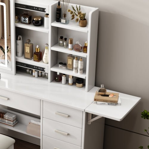 Bellemave® Vanity Mirror with Lights and Table Set with 3 Color Lighting Brightness Adjustable, 5 Drawers - Bellemave