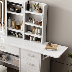 Bellemave® Vanity Mirror with Lights and Table Set with 3 Color Lighting Brightness Adjustable, 5 Drawers - Bellemave