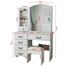 Bellemave® Vanity Mirror with Lights and Table Set with 3 Color Lighting Brightness Adjustable, 6 Drawers - Bellemave