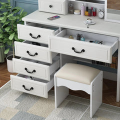 Bellemave® Vanity Mirror with Lights and Table Set with 3 Color Lighting Brightness Adjustable, 6 Drawers - Bellemave