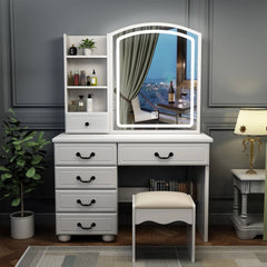 Bellemave® Vanity Mirror with Lights and Table Set with 3 Color Lighting Brightness Adjustable, 6 Drawers - Bellemave