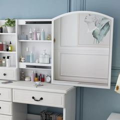 Bellemave® Vanity Mirror with Lights and Table Set with 3 Color Lighting Brightness Adjustable, 6 Drawers - Bellemave