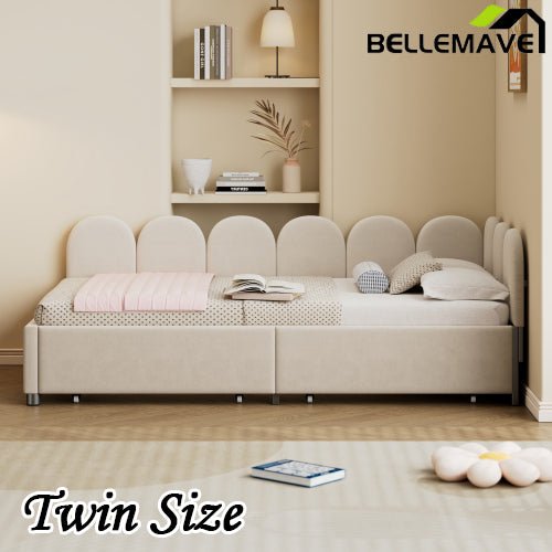 Bellemave® Velvet Upholstered Daybed with 2 Drawers and Soft Fabric Headboard - Bellemave