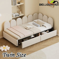 Bellemave® Velvet Upholstered Daybed with 2 Drawers and Soft Fabric Headboard - Bellemave