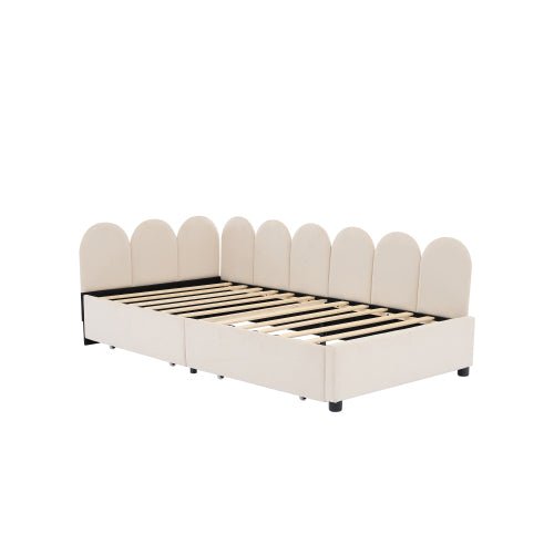 Bellemave® Velvet Upholstered Daybed with 2 Drawers and Soft Fabric Headboard - Bellemave