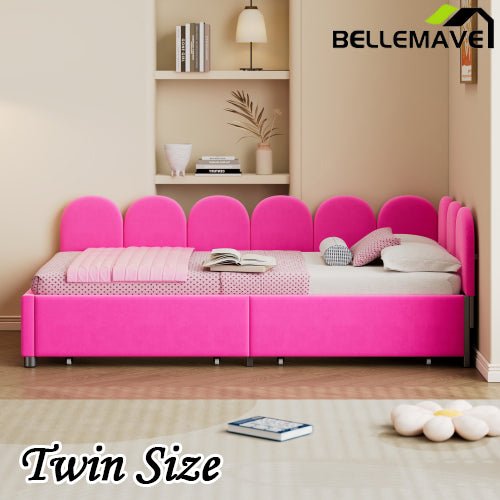 Bellemave® Velvet Upholstered Daybed with 2 Drawers and Soft Fabric Headboard - Bellemave