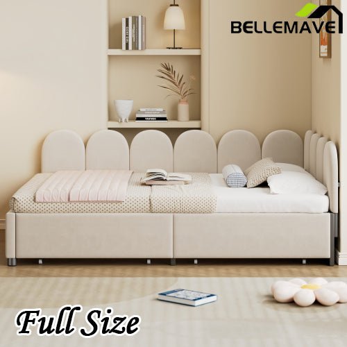 Bellemave® Velvet Upholstered Daybed with 2 Drawers and Soft Fabric Headboard - Bellemave