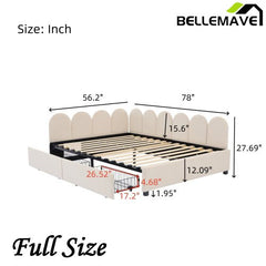 Bellemave® Velvet Upholstered Daybed with 2 Drawers and Soft Fabric Headboard - Bellemave