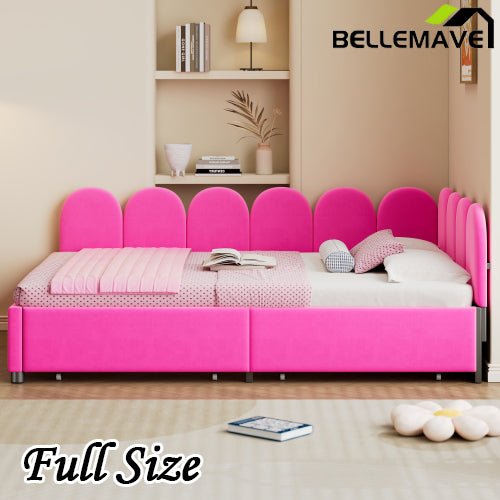 Bellemave® Velvet Upholstered Daybed with 2 Drawers and Soft Fabric Headboard - Bellemave