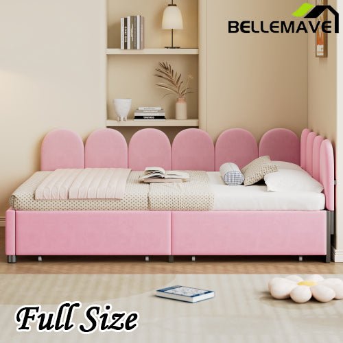 Bellemave® Velvet Upholstered Daybed with 2 Drawers and Soft Fabric Headboard - Bellemave