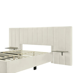 Bellemave® Velvet Upholstered Platform Bed with Big Headboard - Bellemave