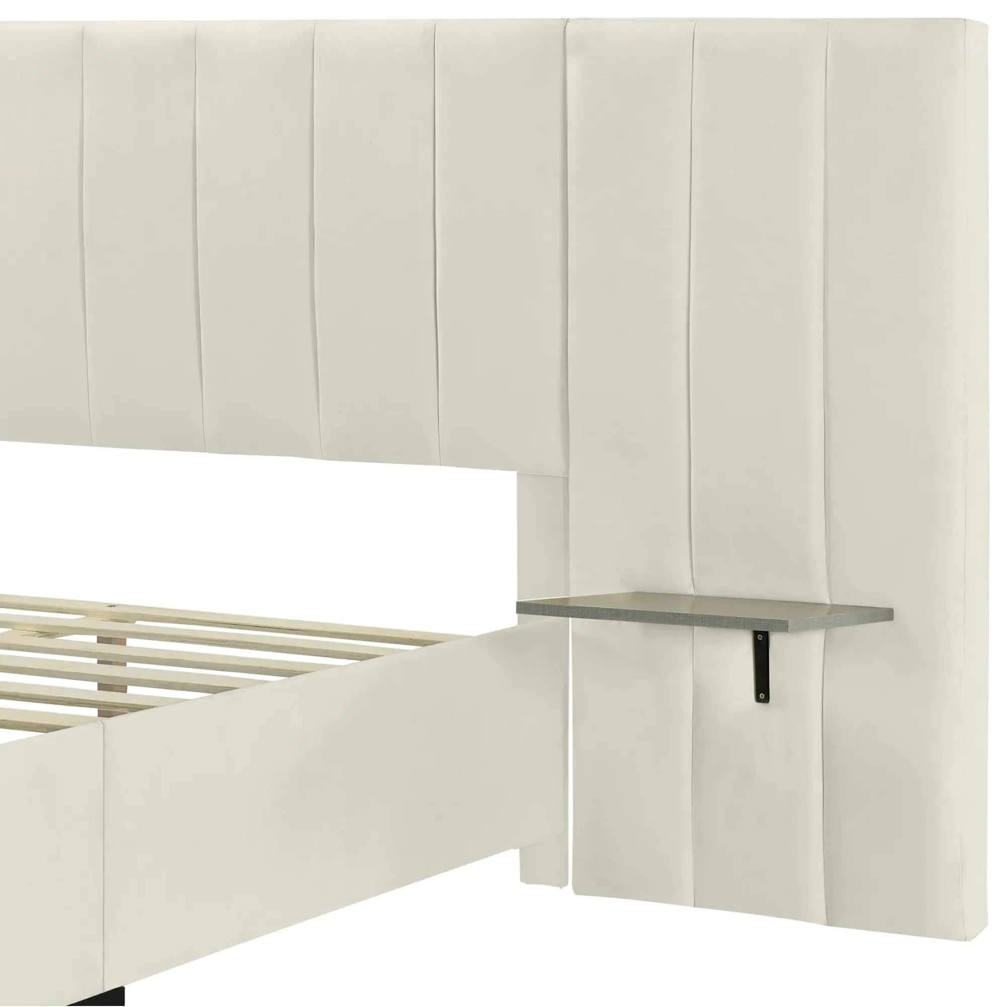 Bellemave® Velvet Upholstered Platform Bed with Big Headboard - Bellemave