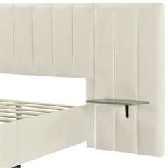 Bellemave® Velvet Upholstered Platform Bed with Big Headboard - Bellemave