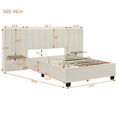 Bellemave® Velvet Upholstered Platform Bed with Big Headboard - Bellemave
