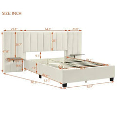 Bellemave® Velvet Upholstered Platform Bed with Big Headboard - Bellemave