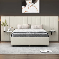 Bellemave® Velvet Upholstered Platform Bed with Big Headboard - Bellemave