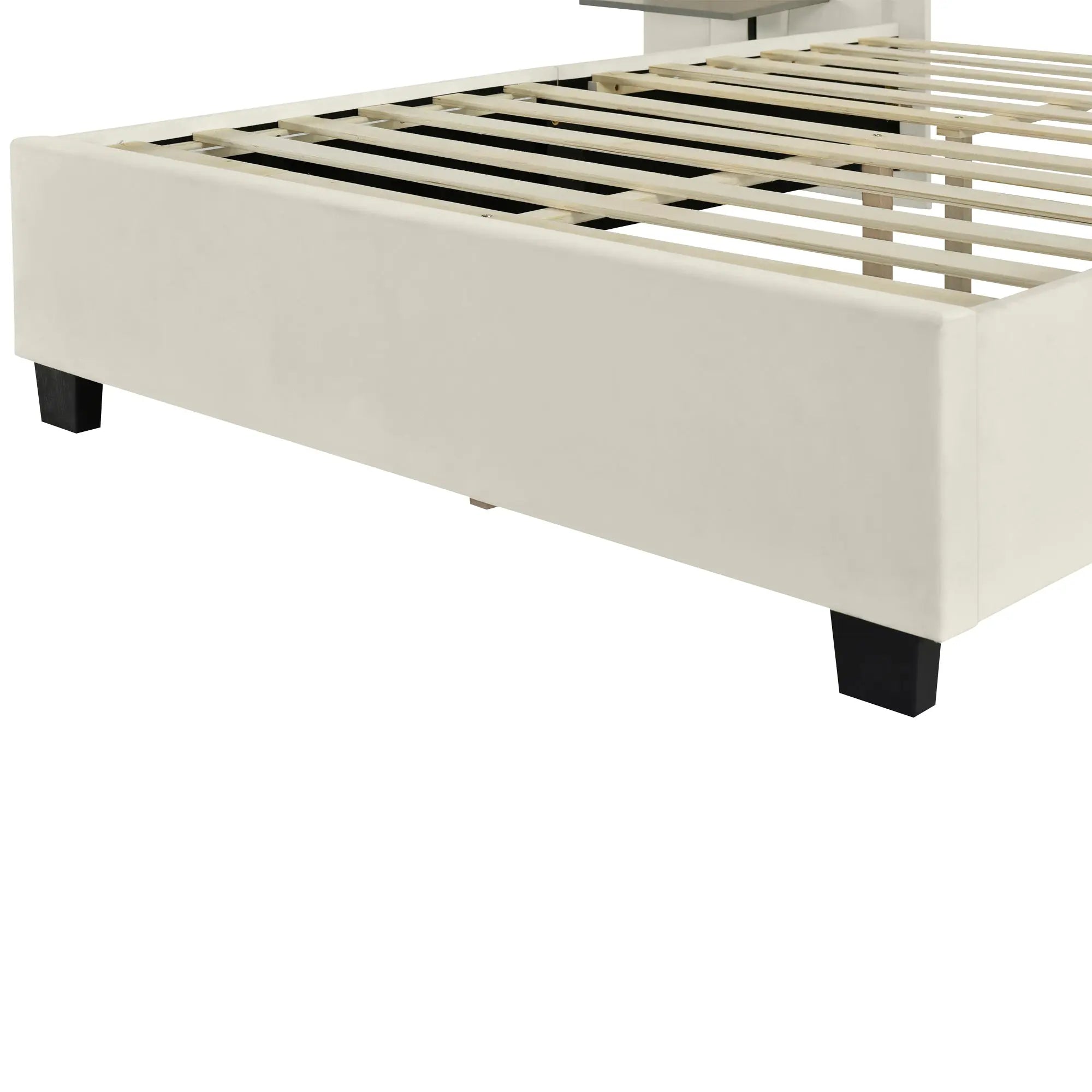 Bellemave® Velvet Upholstered Platform Bed with Big Headboard - Bellemave