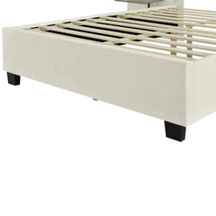 Bellemave® Velvet Upholstered Platform Bed with Big Headboard - Bellemave