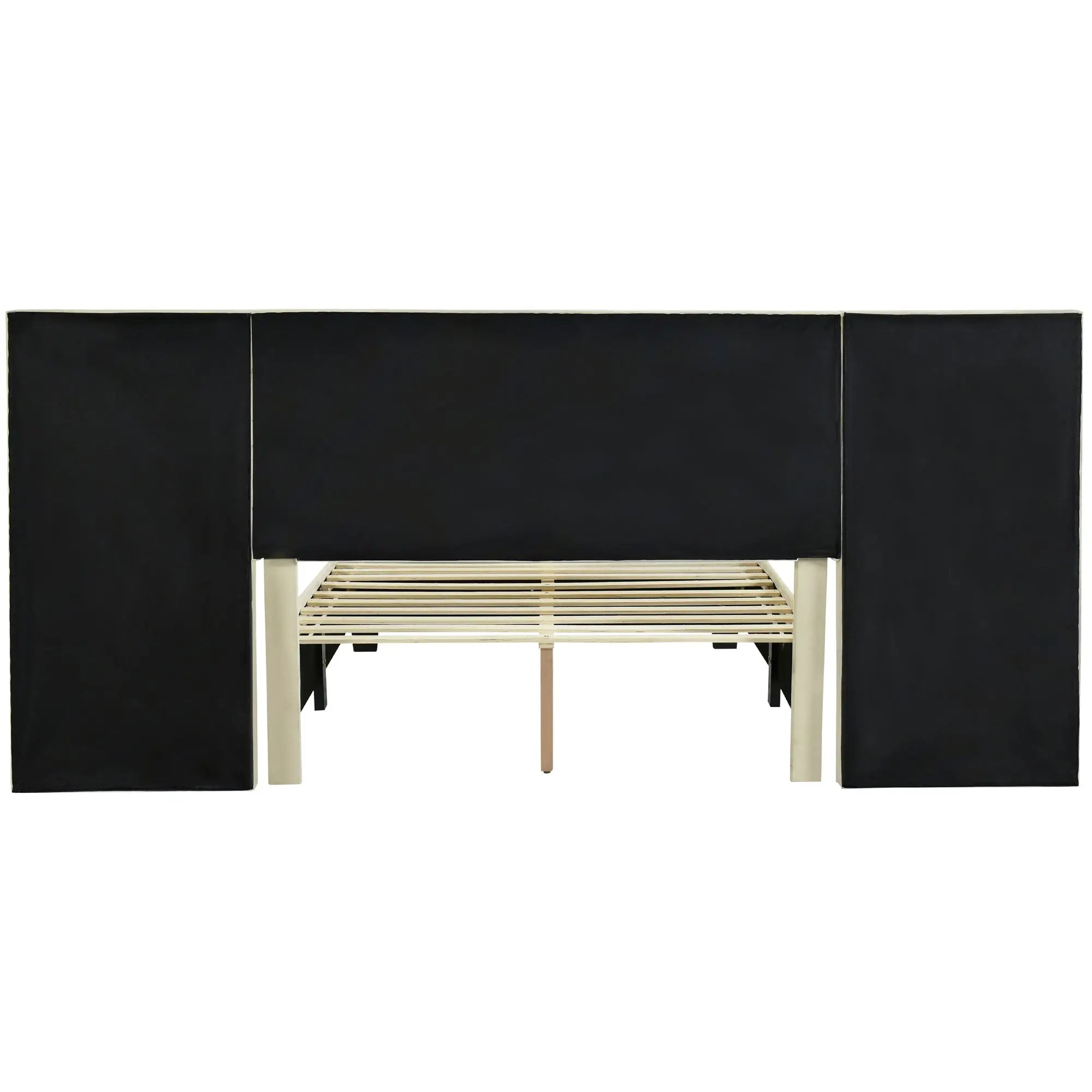 Bellemave® Velvet Upholstered Platform Bed with Big Headboard - Bellemave