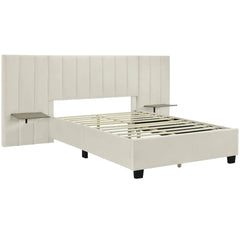 Bellemave® Velvet Upholstered Platform Bed with Big Headboard - Bellemave
