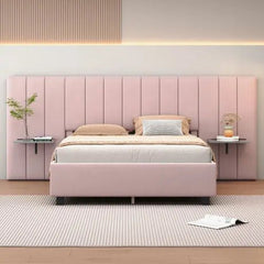 Bellemave® Velvet Upholstered Platform Bed with Big Headboard - Bellemave