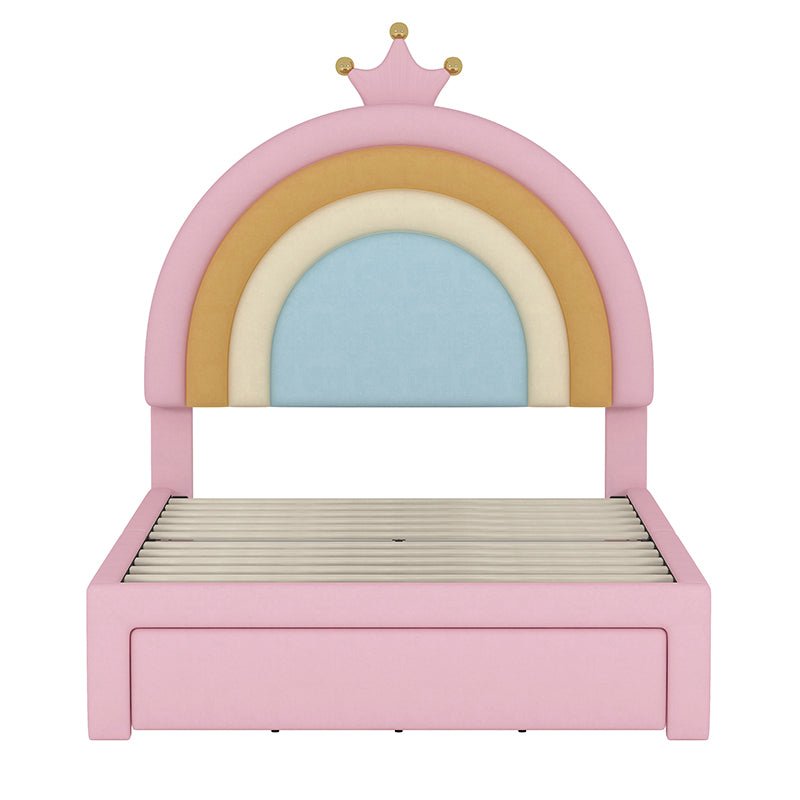 Bellemave® Velvet Upholstered Rainbow Platform Bed with Storage Drawer - Bellemave