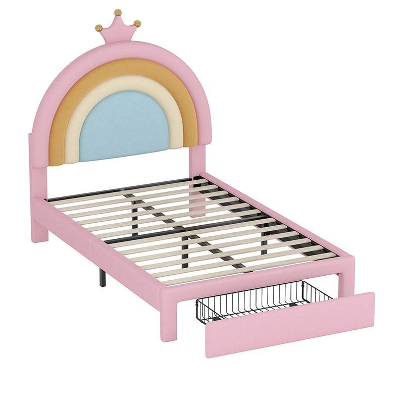 Bellemave® Velvet Upholstered Rainbow Platform Bed with Storage Drawer - Bellemave