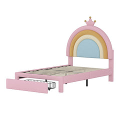 Bellemave® Velvet Upholstered Rainbow Platform Bed with Storage Drawer - Bellemave