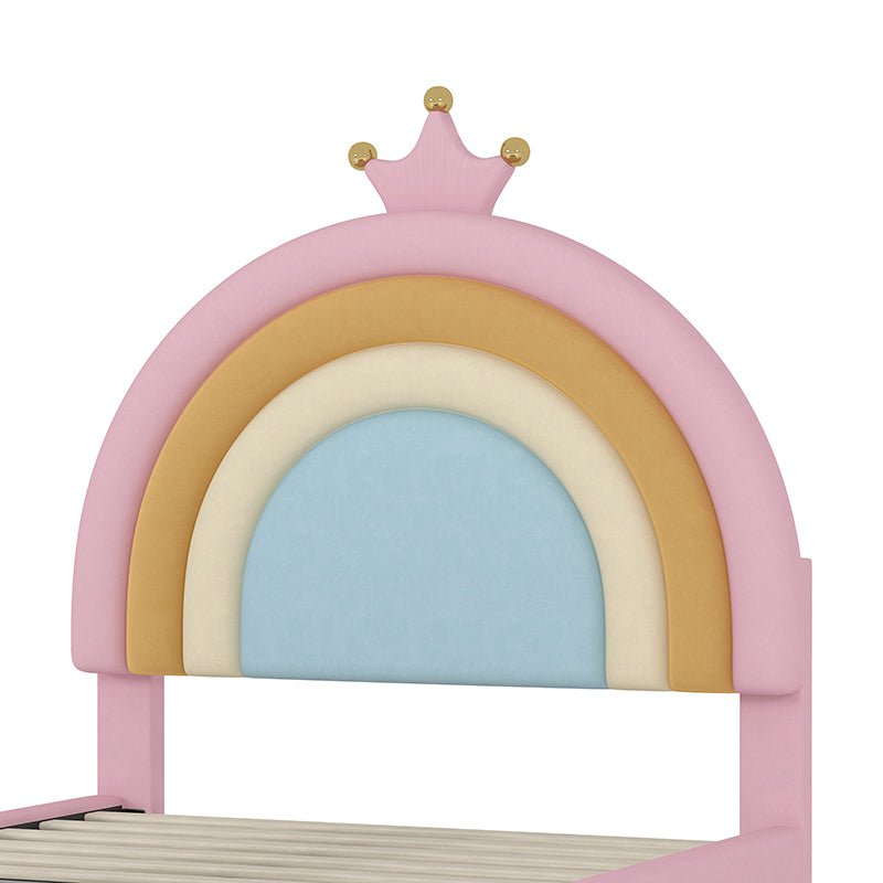 Bellemave® Velvet Upholstered Rainbow Platform Bed with Storage Drawer - Bellemave