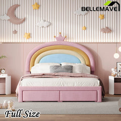 Bellemave® Velvet Upholstered Rainbow Platform Bed with Storage Drawer - Bellemave
