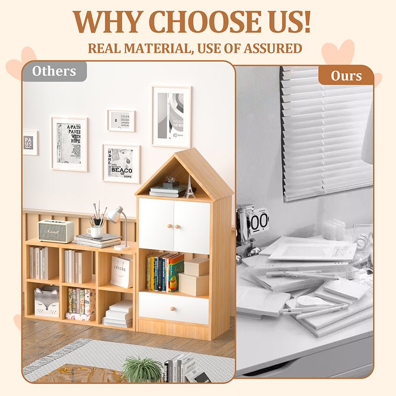 Bellemave® Versatile Children's Bookshelf with House - Shaped Design, Adjustable Placement - Bellemave