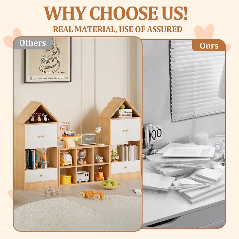 Bellemave® Versatile Children's Bookshelf with House - Shaped Design, Adjustable Placement - Bellemave
