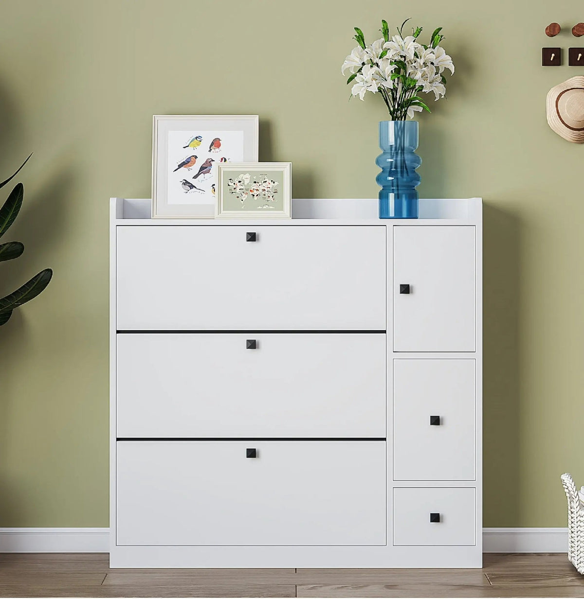 Bellemave® Versatile Shoe Cabinet with 3 Flip Drawers and Pull - down Seat - Bellemave