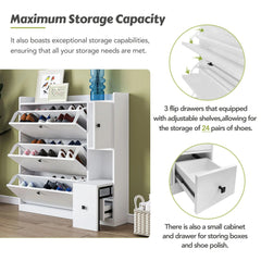 Bellemave® Versatile Shoe Cabinet with 3 Flip Drawers and Pull - down Seat - Bellemave
