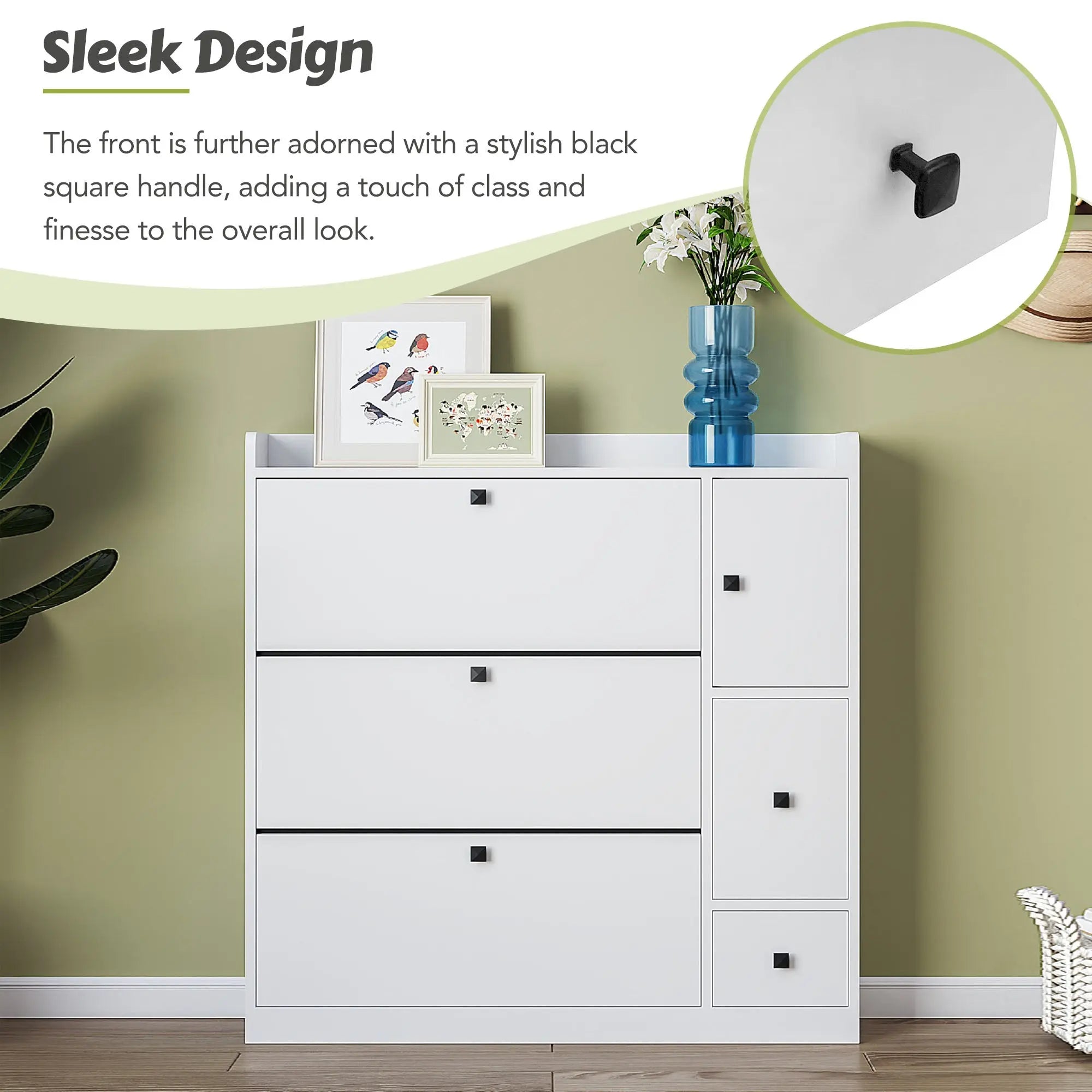 Bellemave® Versatile Shoe Cabinet with 3 Flip Drawers and Pull - down Seat - Bellemave