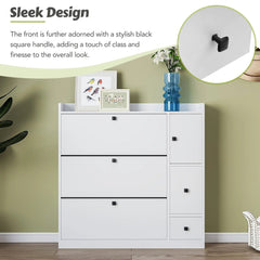Bellemave® Versatile Shoe Cabinet with 3 Flip Drawers and Pull - down Seat - Bellemave