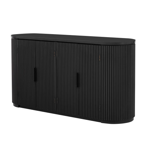 Bellemave® Vertical Striped Door Storage Cabinet with Metal Handles - Bellemave