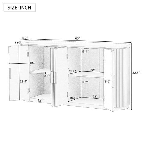 Bellemave® Vertical Striped Door Storage Cabinet with Metal Handles - Bellemave