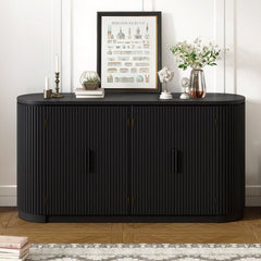 Bellemave® Vertical Striped Door Storage Cabinet with Metal Handles - Bellemave
