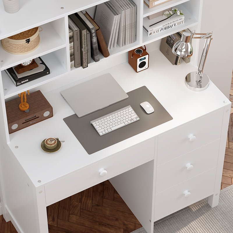 Bellemave® Vintage 40" Executive Desk and Upholstered Chair Set with Bookshelf, Computer Desk with 4 Drawers, Storage Shelf and Chair - Bellemave