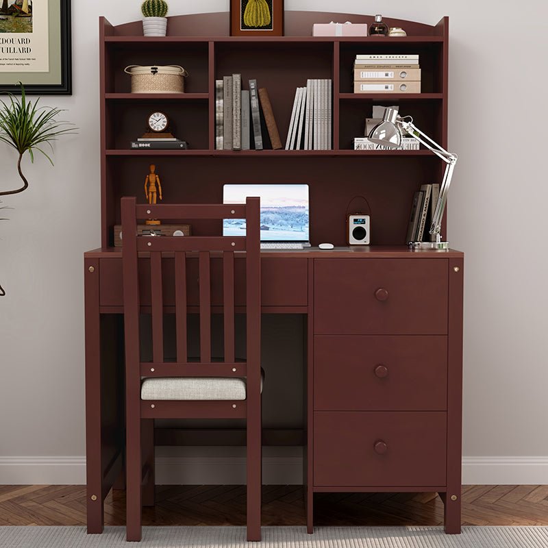 Bellemave® Vintage 40" Executive Desk and Upholstered Chair Set with Bookshelf, Computer Desk with 4 Drawers, Storage Shelf and Chair - Bellemave