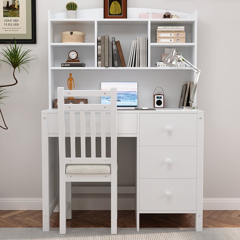Bellemave® Vintage 40" Executive Desk and Upholstered Chair Set with Bookshelf, Computer Desk with 4 Drawers, Storage Shelf and Chair - Bellemave