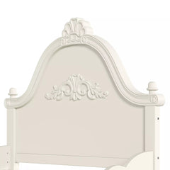 Bellemave® Vintage Carved Platform Bed with Headboard, Solid Wood Bed Frame, Low Profile Design, No Box Spring Needed - Bellemave