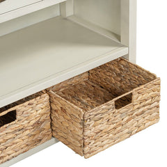 Bellemave® Vintage Console Table with Drawers, Water Hyacinth Woven Baskets - Bellemave