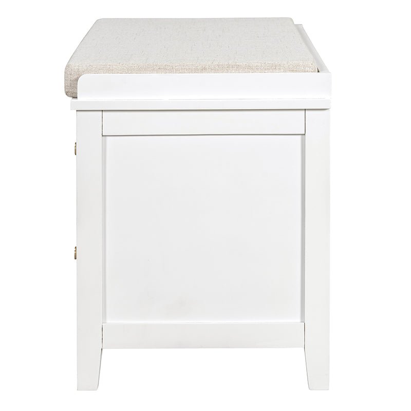Bellemave® Vintage Shoe Bench with Storage and Cushion, 2 Drawers and 2 Rattan Door - Bellemave