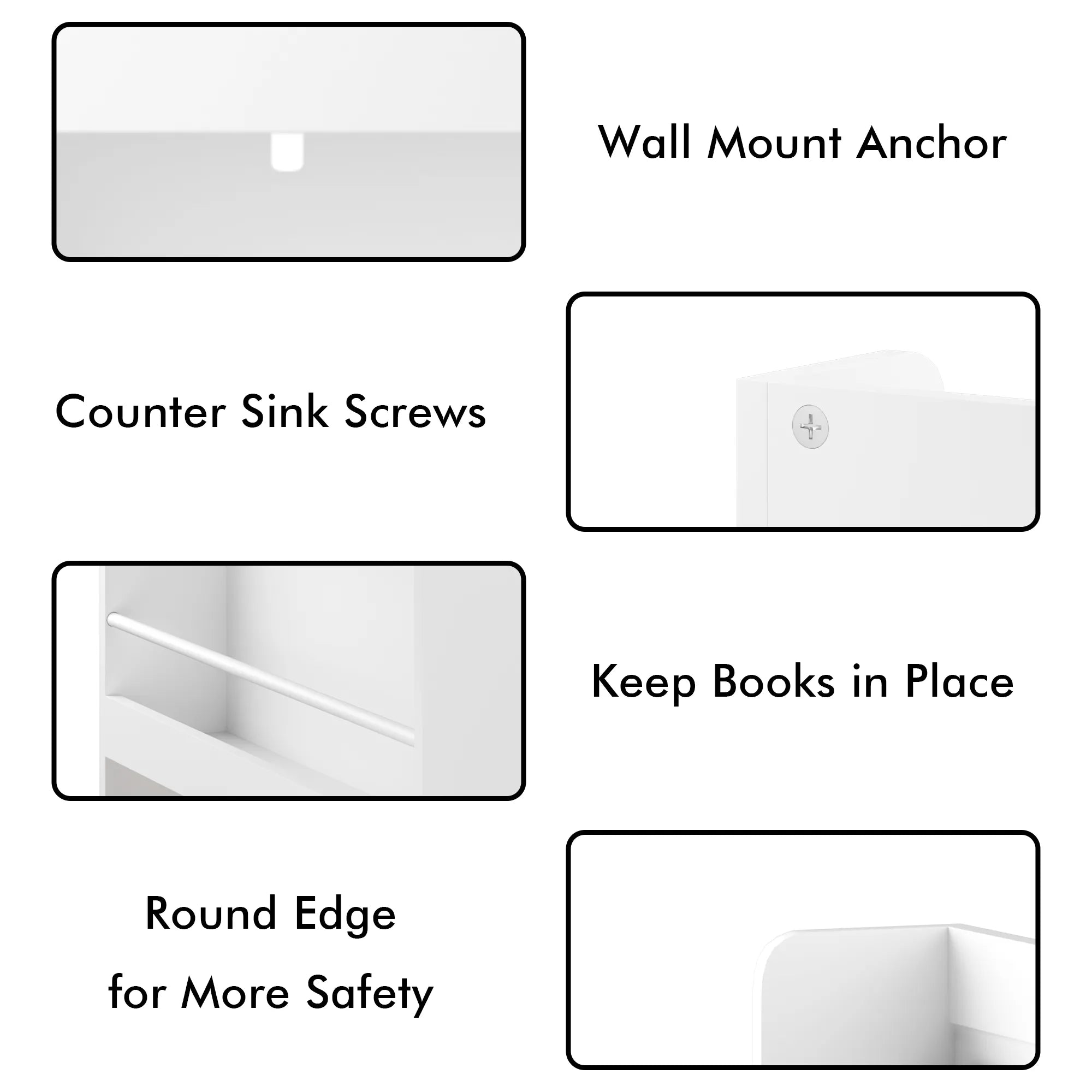 Bellemave® Wall - Mounted Kids Bookshelf with 3 Front - Facing Display Shelves - Bellemave