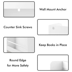 Bellemave® Wall - Mounted Kids Bookshelf with 3 Front - Facing Display Shelves - Bellemave