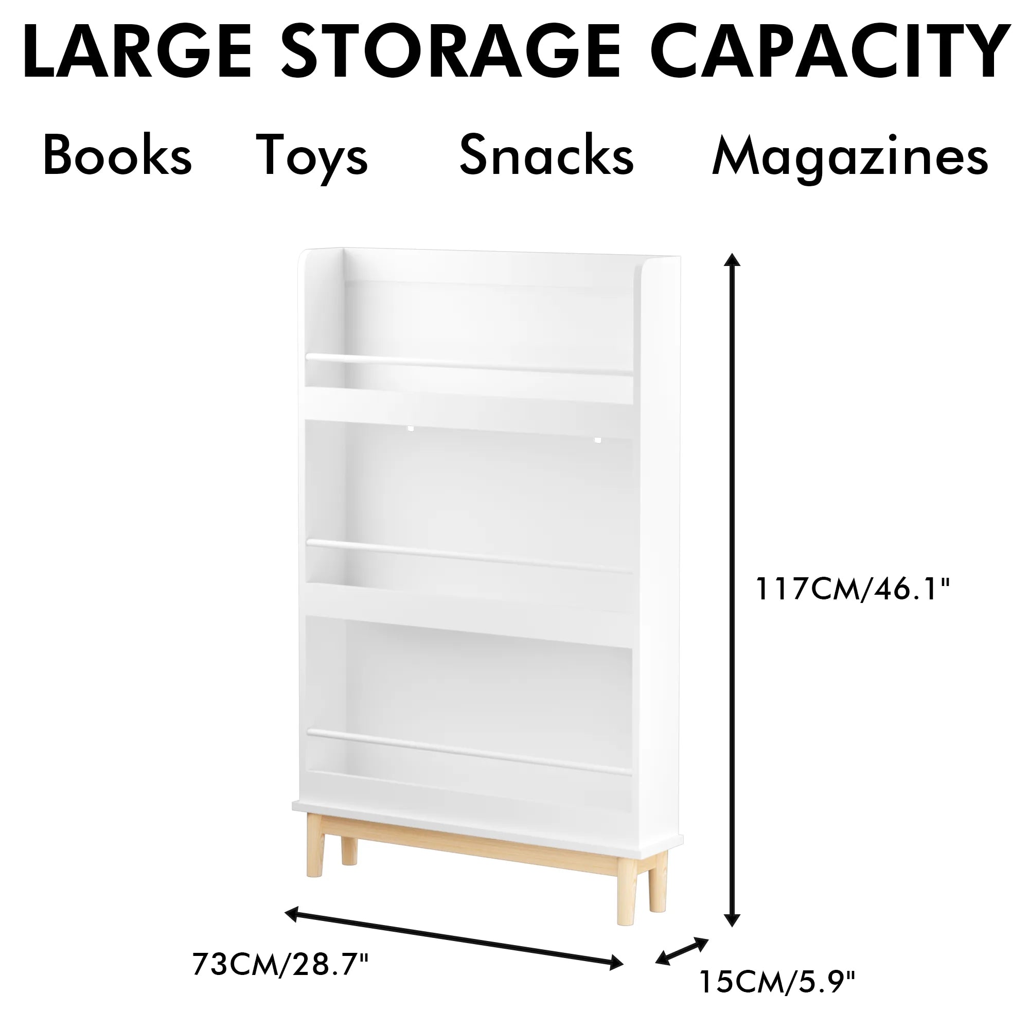 Bellemave® Wall - Mounted Kids Bookshelf with 3 Front - Facing Display Shelves - Bellemave