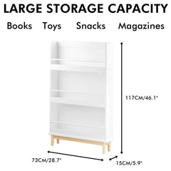 Bellemave® Wall - Mounted Kids Bookshelf with 3 Front - Facing Display Shelves - Bellemave